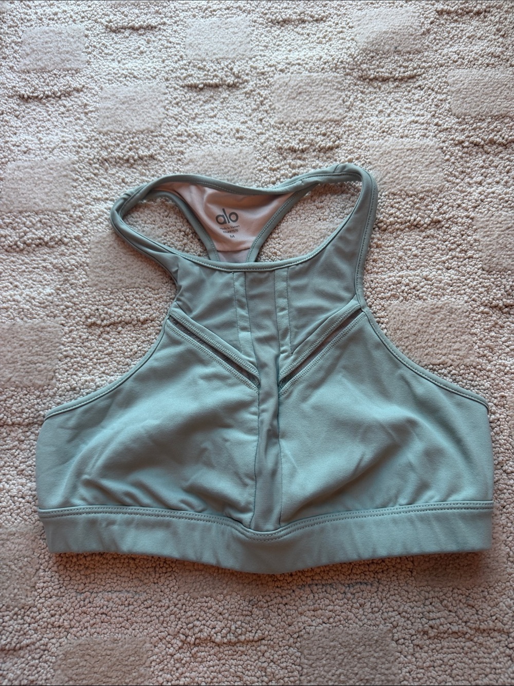ALO Yoga High Neck Racerback Sports Bra in Sage